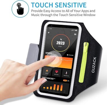 Спортивний браслет на руку для бігу з відділенням для телефону та ключей, чорний. Сумісний з iPhone 17/16/15/14/13/12/11 Pro Max/Plus та іншими смартфонами до 6.9 дюймів