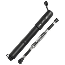 Міні-насос для велосипеда PRO BIKE TOOL з манометром: Presta та Schrader клапани, тиск до 6.9 Bar, легкий, для шосе, MTB, 22.8x7x3 см, чорний матовий