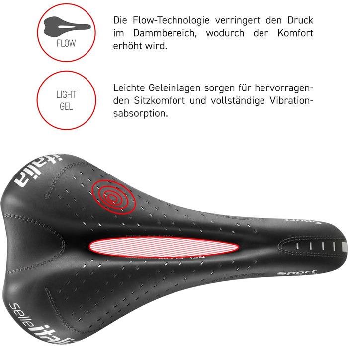Сідло Selle Italia Sport Gel Flow Schwarz S2 - комфортне сідло для велосипеда