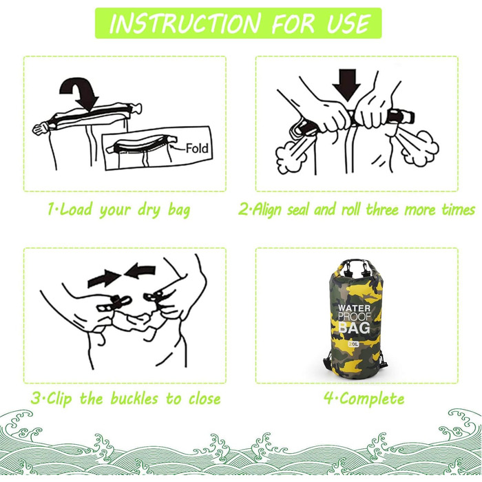 Водонепроникний мішок Dry Bag 10L/20L з регульованим плечовим ременем для плавання, рафтингу, кемпінгу, риболовлі, катання на човні, піших прогулянок та каякінгу (Жовтий)