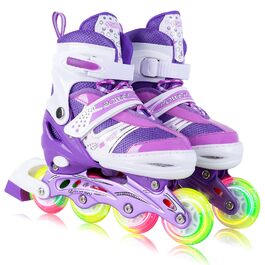 Дитячі ролики JIFAR Inliner, регульовані, світлодіоди, розміри 30-33, 34-37, для дівчаток та хлопчиків, фіолетовий колір