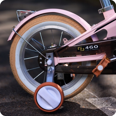 Дитячий велосипед 16 дюймів з бічними колесами та кошиком, рожевий