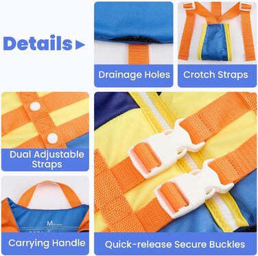 Дитяча жилетка для плавання Gogokids для хлопчиків, 1-9 років, рожева, блакитна, помаранчева