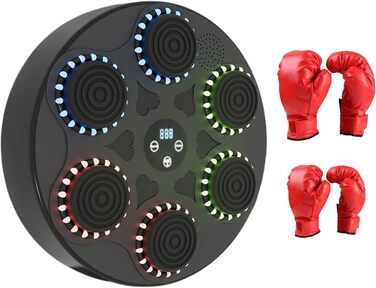 Електронна музична боксерська машина kowaku для дорослих і дітей з LED-підсвіткою, Bluetooth, 9 режимами швидкості, боксерськими рукавичками, для настінного монтажу