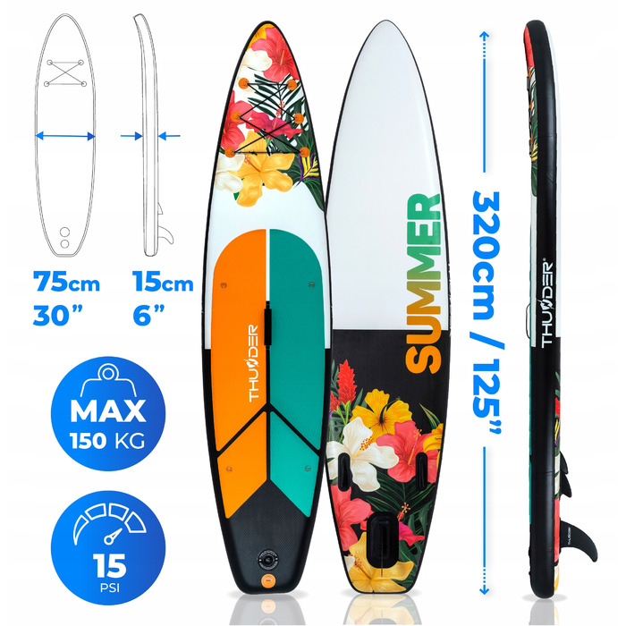 Надувна SUP-дошка 320 см Thunder: плавуча модель із сидінням та повним комплектом