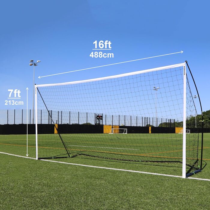 Футбольні ворота QUICKPLAY Kickster Pro 8x5' з базовою вагою для елітного тренування на газоні, твердих покриттях або траві [одне ворота]