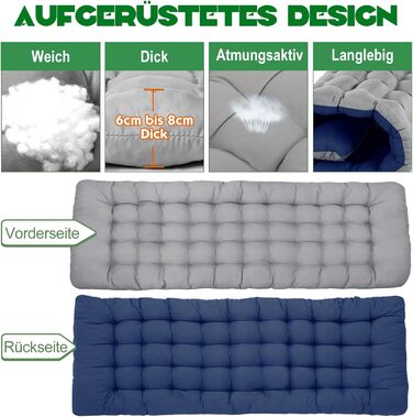 Розкладне ліжко ZIKEBTUY для кемпінгу та відпочинку: міцне, з матрацом, 190x71x36 см (сірий)