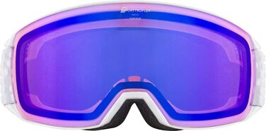 ALPINA NAKISKA Q — Дзеркальна поляризована лижна маска з посиленим контрастом, 100% UV-захистом, для дорослих, біла, універсальний розмір