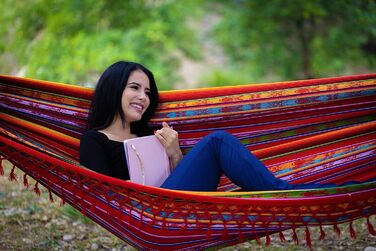 Гамак Boho Класичний з бахромою, ручної роботи, водостійкий для дому та вулиці - Inti Red