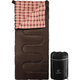 Спальний мішок REDCAMP XL з бавовни, теплий, з капюшоном, фланелевий, компактний, 3-4 сезони, для дорослих та дітей, для кемпінгу, риболовлі, зимовий, коричневий, 2lbs наповнювач