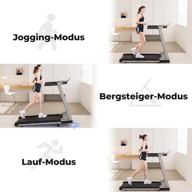 Біговий тренажер DeerRun для дому, Walking Pad з нахилом 6% та поверхнею для бігу 42 x 112 см, складаний з AI тренером та грою Multi-Runner (срібний)