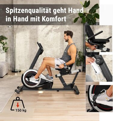 Велотренажер Hop-Sport Liegeergometer з LCD-дисплеєм, срібний - для дому, для літніх людей, витримує до 130 кг