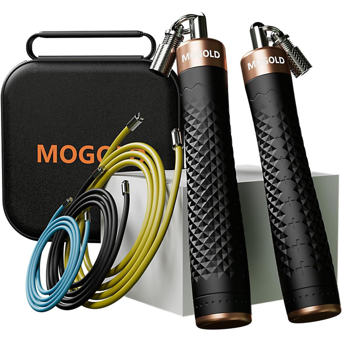 Набір скакалок з обтяженням, 3 PVC-кабелі, 299,7 см, нековзні ручки з швидким закриттям, сумка для перенесення, чорно-червоний/Подорож, однотонний (Getaway Solids)