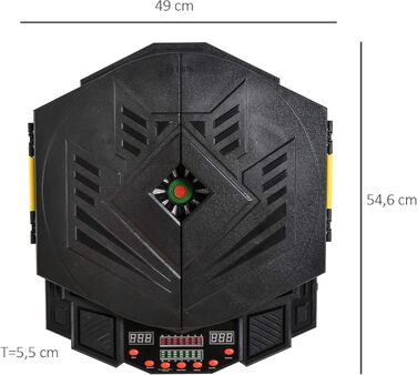 Електронна дартс-дошка HOMCOM з LED-дисплеєм, дверцятами, звуковими ефектами, 12 дротиками, 12 наконечниками, 27 іграми, 216 варіантами влучання для 8 гравців, 49x54,6x5,5 см