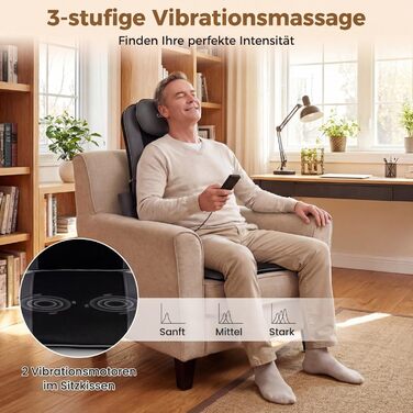 Масажна подушка Shiatsu COSTWAY з 4 роликовими вузлами та 2 вібраційними моторами, 3D масажна килимок, масажер спини з підігрівом для дому та офісу