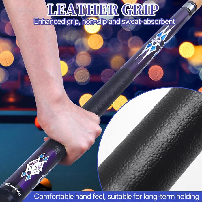 Набір більярдних київ Kmise Pool-Queue-Stick Set – 147 см, канадський клен, професійні, для дорослих, різні кольори, для барів, дому, більярдних столів, 6 кольорів, 510 г