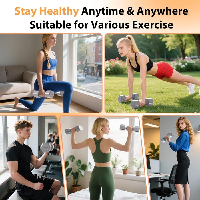 Регульовані гантелі 2 шт. в наборі, 4 в 1, гантелі з вільними вагами, гантелі для жінок вдома, набір гантелей 2.3 кг з неслизькою ручкою для домашнього спортзалу, тренувань та фітнесу, сірий колір