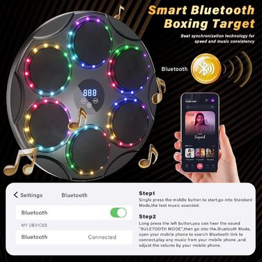 Музичний бокс для боксу TODO Music, смарт Bluetooth LED, 9 режимів швидкості, кольорове підсвічування
