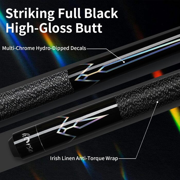 Більярдний кий Horse Billiard з наконечниками 13 мм, 147 см, 2 рукавички та 2 крейди, для дорослих, акорн/горіх, 540г