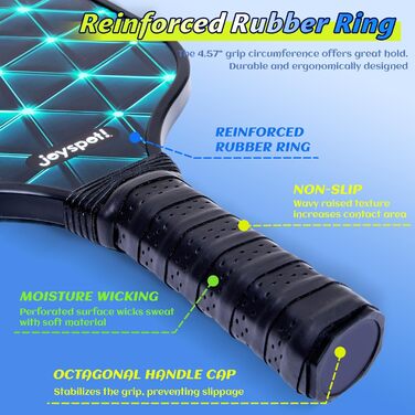 Набір для піклболу JOY SPOT 2 шт. з 4 м'ячами та сумкою – легкі ракетки з фібергласовою поверхнею для чоловіків, жінок та початківців – ідеально для гри в приміщенні та на вулиці