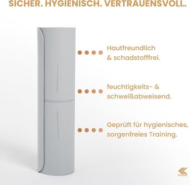 Килимок для йоги з нековзким покриттям 8 мм – сірий – для дому та студії