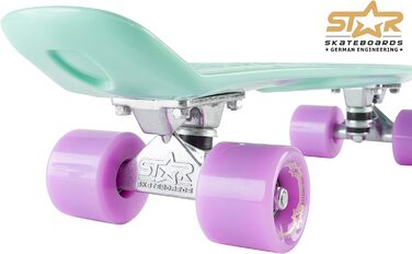 Скейтборд BIKESTAR Vintage Retro Cruiser 60 мм для дітей та дорослих, багатобарвний, для початківців від 6 років