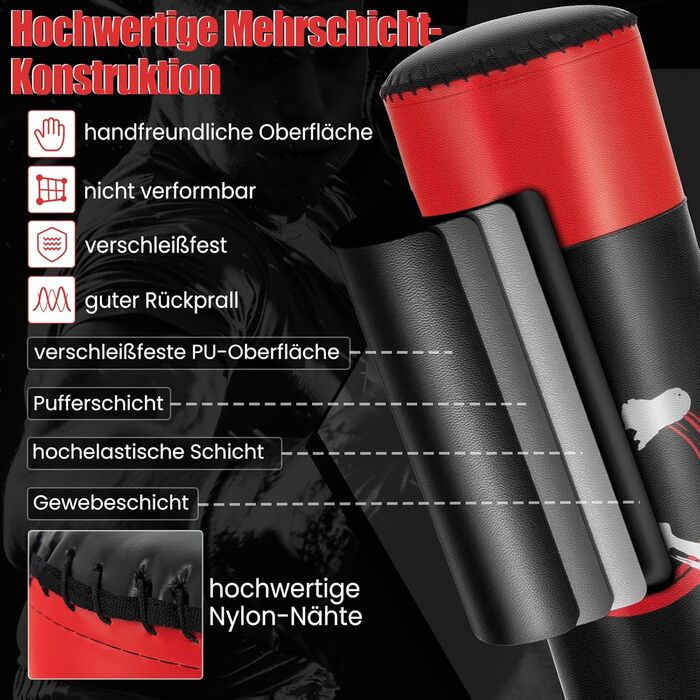 Боксерський мішок GYMAX з підставкою, на присосках, для дорослих та MMA - тренувальний мішок з амортизацією