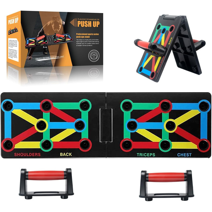 Дошка для віджимань 12-в-1, складана, для тренування верхньої частини тіла, плечей, грудей, спини та трицепсів