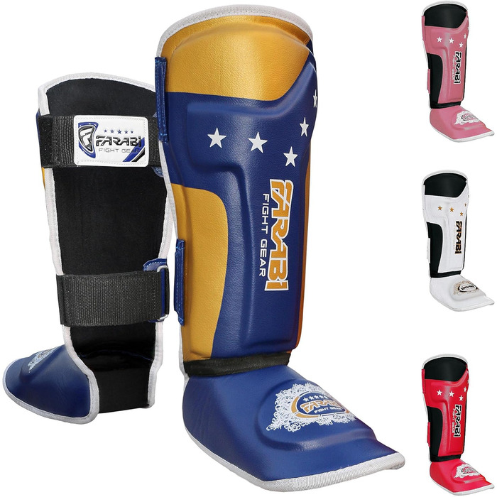 Дитячі щитки Farabi Sports для кікбоксингу, MMA, муай-тай, сині – захист гомілки для тренувань і спарингів
