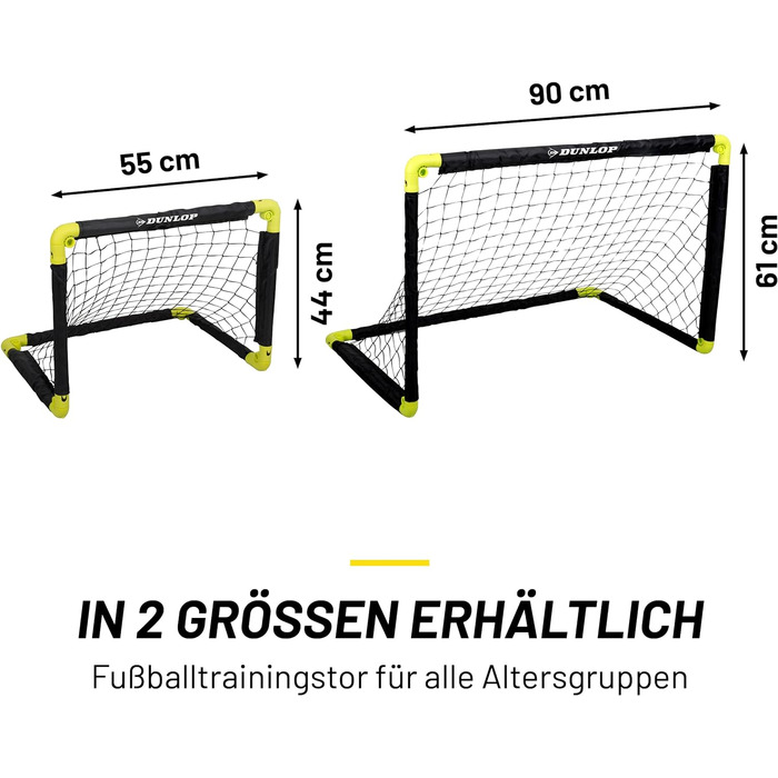 Ворота для футболу Dunlop - складані, чорно-жовті, 99 см - для гри в саду та в приміщенні