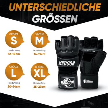 Професійні MMA рукавички MADGON L чорні/білі для боксу, тренувань, бойових мистецтв