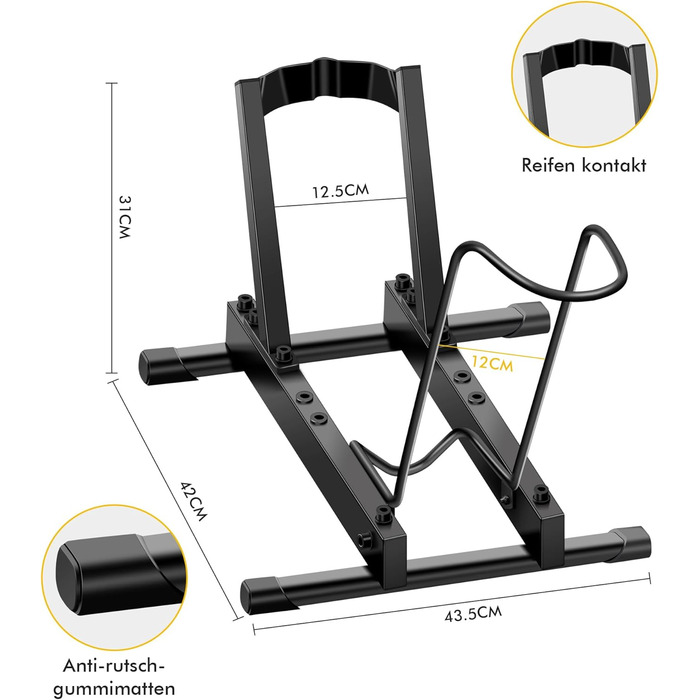 Стійка для велосипедів та електровелосипедів Mimoke, сталева, регульована, для коліс 20-29 дюймів, до 38 кг, для гаража та підвалу