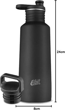 Пляшка для води Esbit Pictor 750 мл, спортивна, чорна, з кришкою Sport & Loop