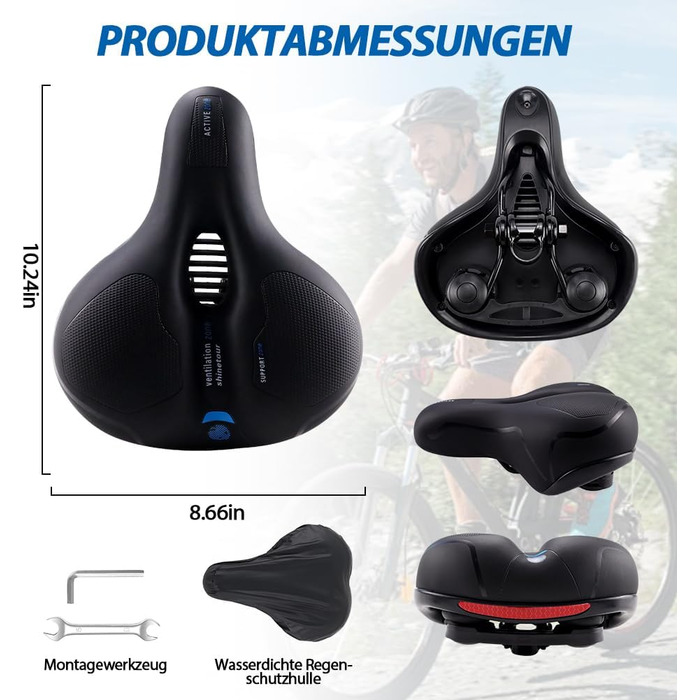 Велосипедне сідло Cloud Comfort Pro 2.0: М'яке, ергономічне, з пам'яті ефектом, амортизуюче, дихаюче. Підходить для чоловіків, жінок та дітей. City, Mountain Bike, з підвіскою.