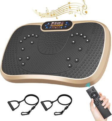 Вібраційна платформа Moziel для тренувань вдома - 99 рівнів, 5 програм, Bluetooth, 53.5x32.5 см, золотий