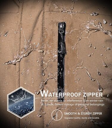 SPOSULEI Чоловіча зимова флісова куртка з утеплювачем, тепла, для катання на лижах, для активного відпочинку, вітронепроникна, водонепроникна, знімний капюшон, для походів (M, Коричнева)