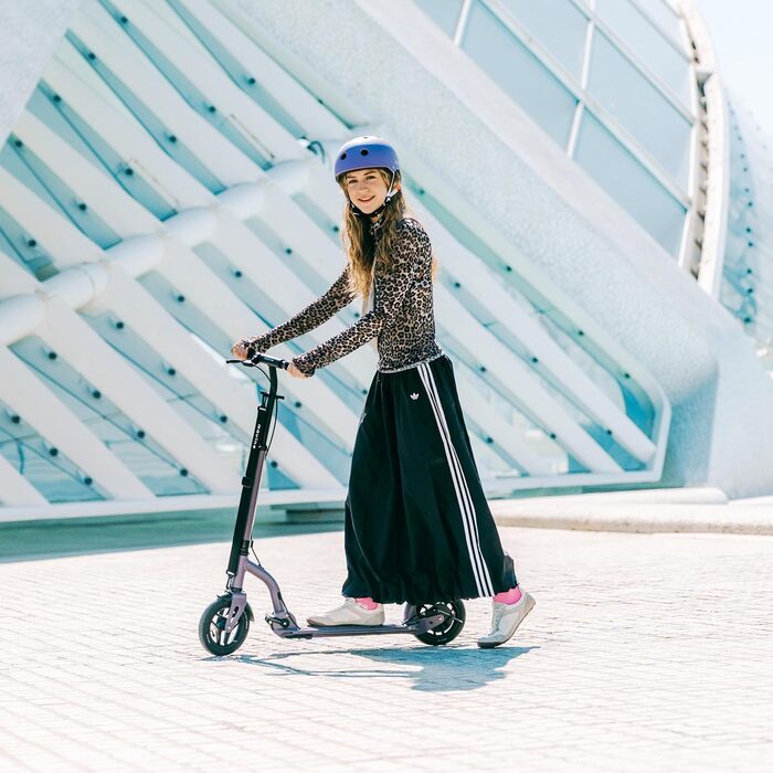 Самокат трюковий Movino Roller Air фіолетовий, складаний, для підлітків та дорослих, з великими пневматичними колесами та регульованим кермом