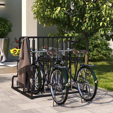 DURHAND Bicycle Stand Multi-Stand Колісна підставка Атмосферостійка підставка для 4 велосипедів, двостороння, сталева 90 x 80 x 80 см, чорна | Аосом