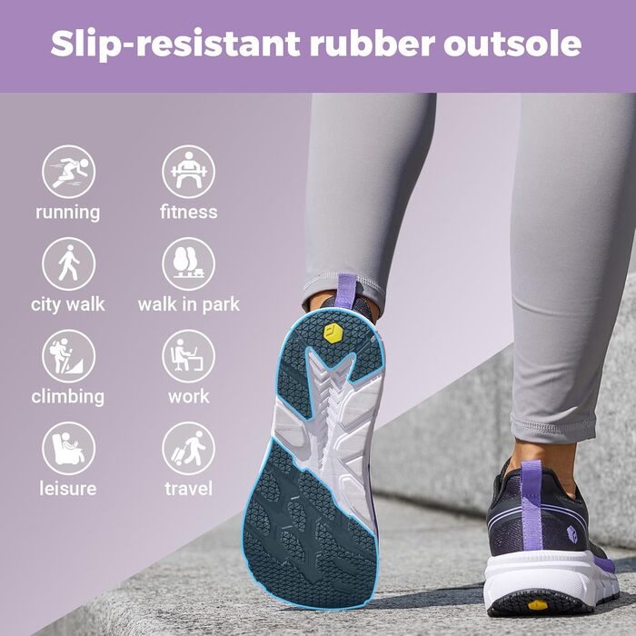 Жіночі кросівки для бігу FitVille з широкою стопою: дихаючі, легкі, зручні для ходьби (38 EU, чорний)