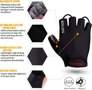 Велосипедні рукавички без пальців для MTB, фітнесу, чоловічі та жіночі, чорні, з антиковзким покриттям та амортизацією