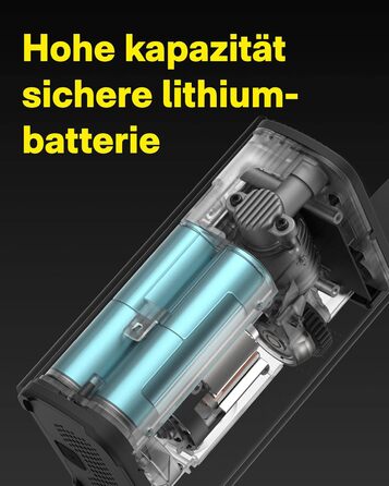 HOTO Електричний повітряний компресор, портативний бездротовий насос 150PSI з LED-підсвіткою, цифровим дисплеєм і зарядкою USB-C, для авто, мотоцикла, велосипеда, м'ячів