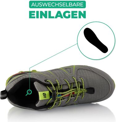 Черевики для хайкінгу та трекінгу Damen Herren: дихаючі, для жінок та чоловіків, турецький колір (42 EU, сірий, зелений)