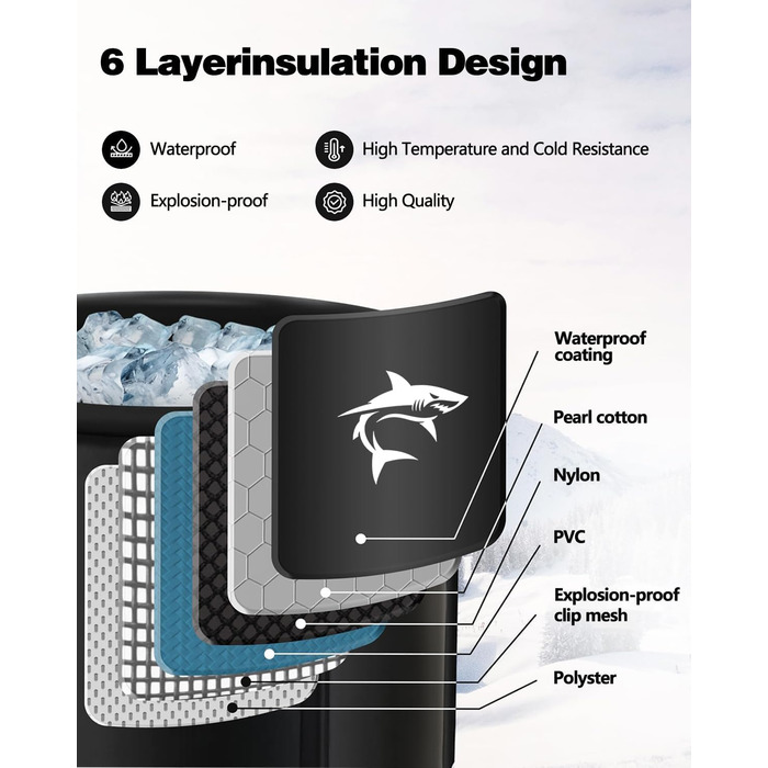 Кріованна для льодяних купань XL (80 см) з системою охолодження, 8 сталевими стійками, термозахистом та сумкою — повний комплект
