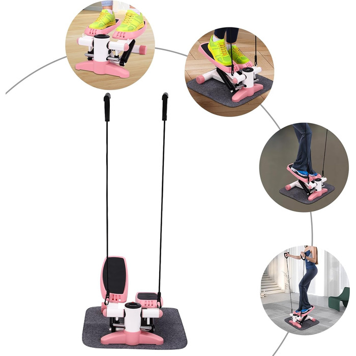 Портативний фітнес степпер Mini Stepper для схуднення та тренувань вдома й в офісі, рожевий
