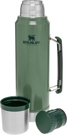 Термос Stanley Classic Legendary 1 л – зберігає тепло/холод до 24 годин, нержавіюча сталь, BPA Free, для напоїв, зелений Hammertone, можна мити в посудомийній машині