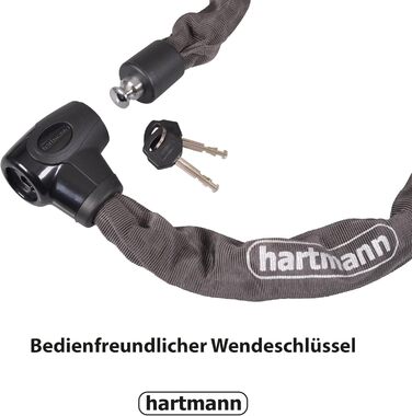 Замок ланцюговий Hartmann 120 см для мотоцикла/велосипеда з захистом від буріння та викрадення, 9,5 мм