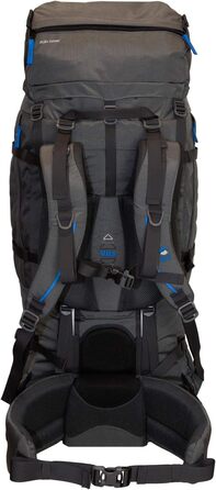 Рюкзак для туризму Tashev Outdoors Mount 100+20 л, фронтальний і верхній вхід, для жінок і чоловіків, з дощовиком, синьо-сірий, вироблено в ЄС