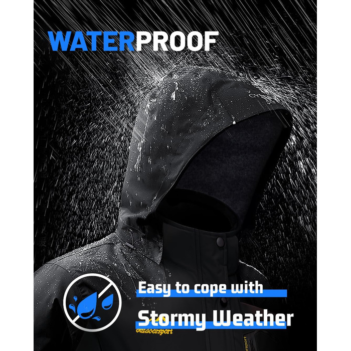 Зимова куртка KEFITEVD для жінок, тепла з підкладкою фліс, перехідна куртка, товста сноубордична куртка з капюшоном та кишенями на блискавці, вітронепроникна, світло-блакитна