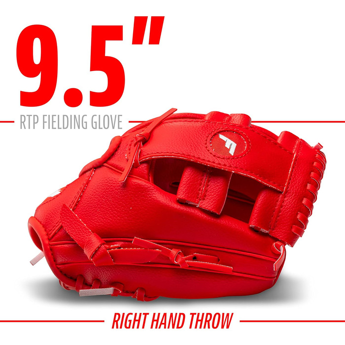 Рукавичка для бейсболу Franklin Sports RTP Kinder Teeball (червона, для правшів) + м'яч - дитячий набір для ті-болу