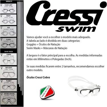 Окуляри для плавання Cressi Swim Cobra, захист від ультрафіолету, антифог